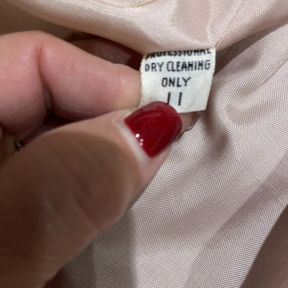 VTG 80s Tweed Double Breasted Coat Jacket Women's M Pastel Pink Puff Sleeves USA - Picture 11 of 13